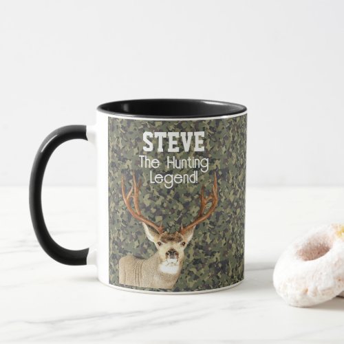Funny Name Mule Deer Hunting Legend Sports Camo Mug