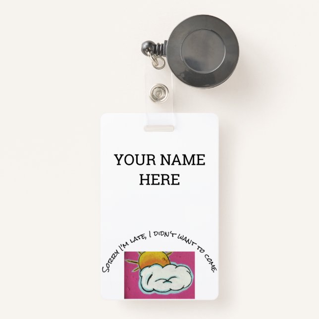 Funny name tag badge (Front with Retractable)