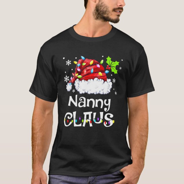 Funny Nanny Claus Christmas Pajamas Santa T-Shirt (Front)