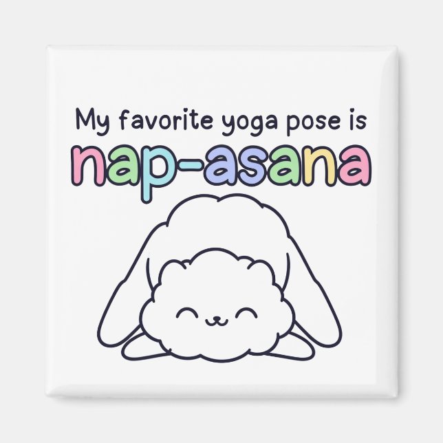 Funny "Nap-asana" Sleepy Cloud Yoga Pose Magnet (Front)