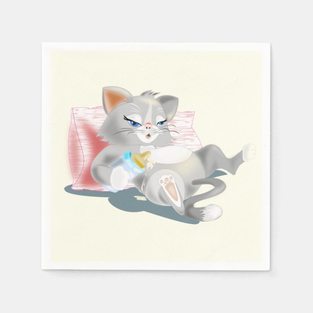 Funny Napkins with Baby Cat - Customizable (Front)