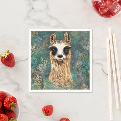 Funny Napkins with Curious Baby Llama