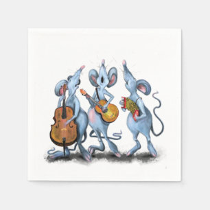 Funny Napkins with Mouse Music Band - Customizable