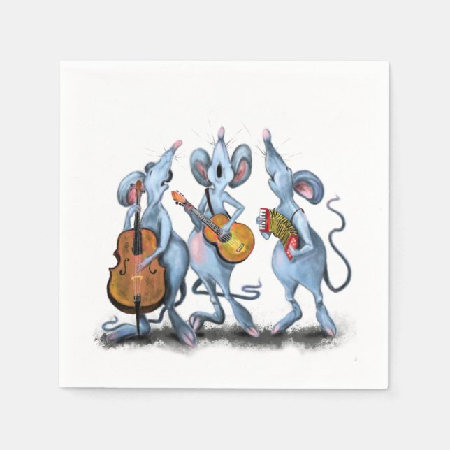 Funny Napkins with Mouse Music Band - Customizable (Front)