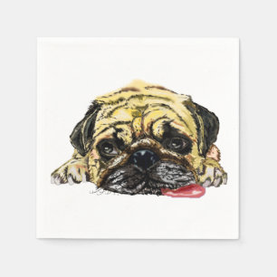 Funny Napkinswith Pug Dog - Customizable Napkins