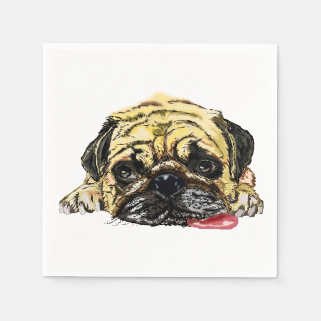 Funny Napkinswith Pug Dog - Customizable Napkins (Front)