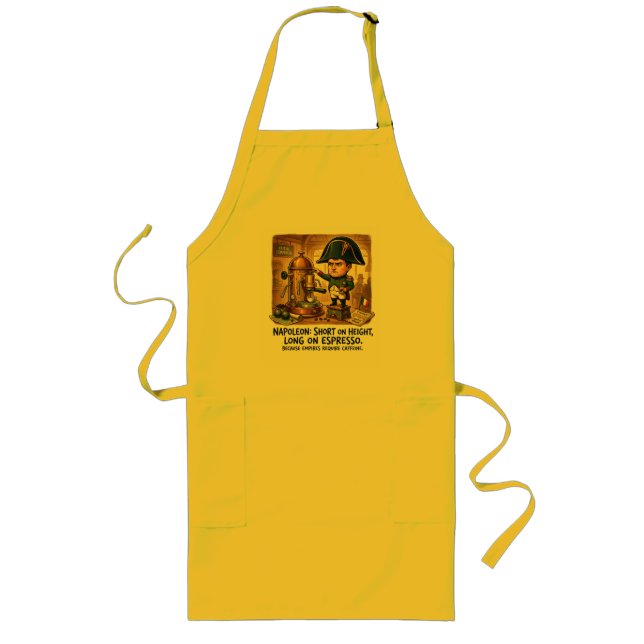 Funny Napoleon Coffee Caricature - Short on Height Long Apron (Front)