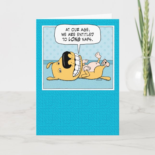 Funny Napping Dog Birthday Card (Front)