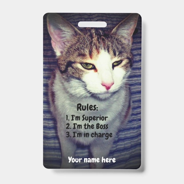 Funny narcissist boss cat badge (Front)