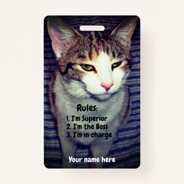 Funny narcissist boss cat badge (Front)