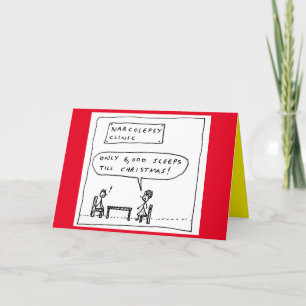 Funny Narcolepsy Sleep Christmas Cartoon Joke Holiday Card