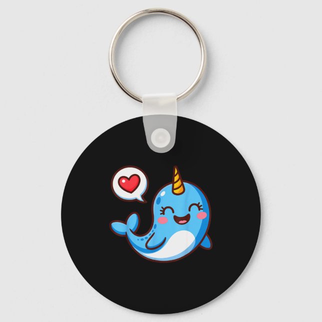 Funny Narwhal Art For Men Women Kids Narwhal Lover Keychain (Front)