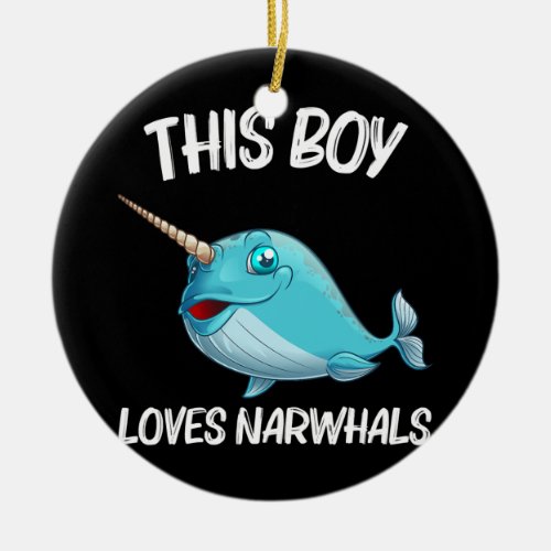 Funny Narwhal Gift For Boys Kids Sea Whale Fish Ceramic Ornament