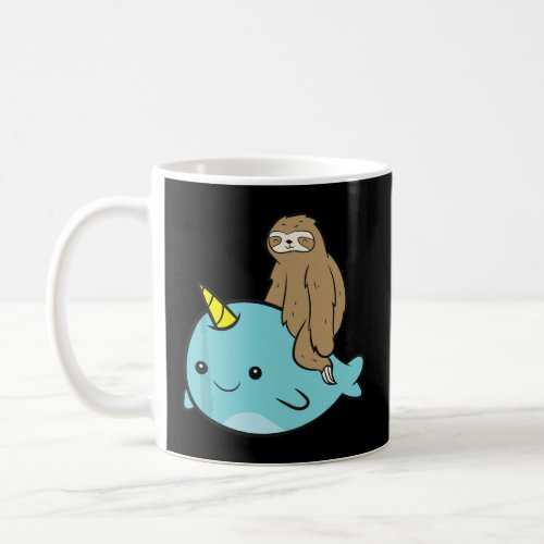 Funny Narwhal Lover Sloth Riding On Narwhal  Coffee Mug