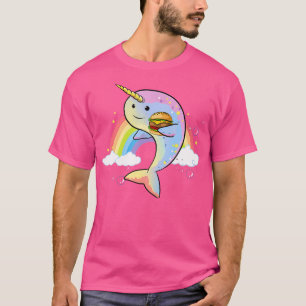 Funny Narwhal Unicorn Of The Sea Hamburger Rainbow T-Shirt