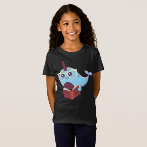 Funny Narwhal with book Shirt _ for kids