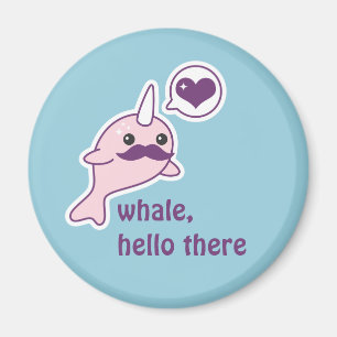 Funny Narwhal with Mustache Magnet