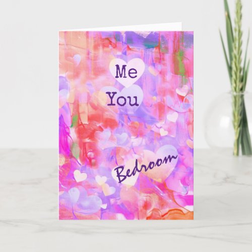 Funny Naught Valentine Watercolor Abstract Pink Holiday Card