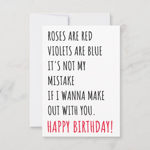 Funny Naughty Birthday Gift Card for Him  Her