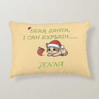 Funny Naughty Cat Christmas Accent Pillow