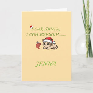 Funny Naughty Cat Christmas Card