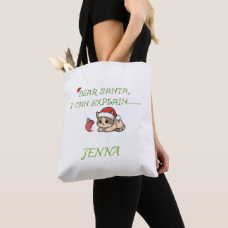 Funny Naughty Cat Christmas Tote Bag