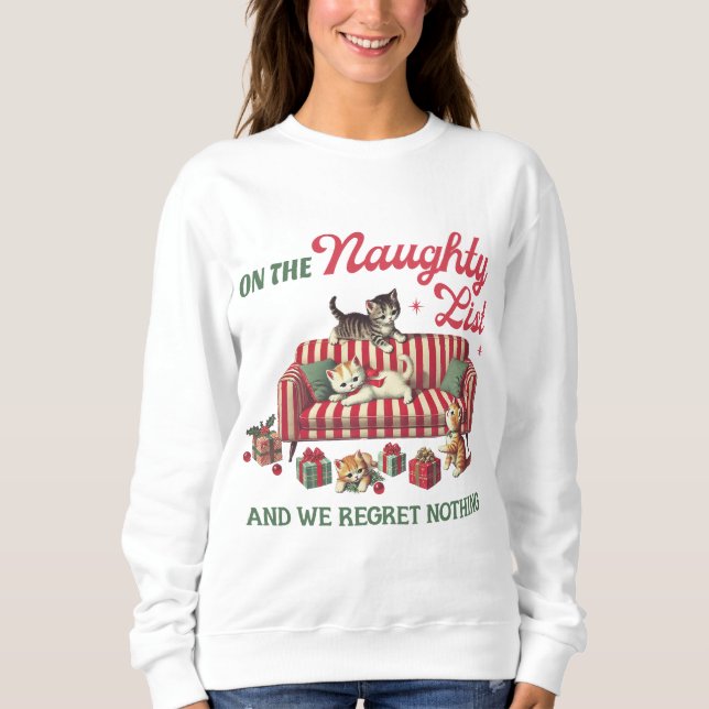 Funny Naughty Cat Christmas Ugly Sweater Party (Front)