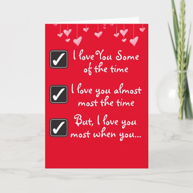 Funny Naughty Check Box Red Black Modern Valentine Holiday Card (Front)