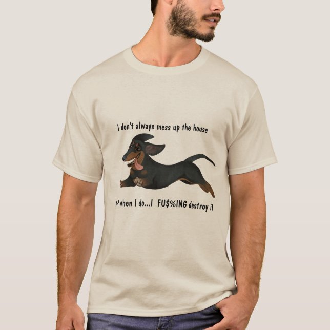 Funny Naughty Dachshund Tee Shirt (Front)