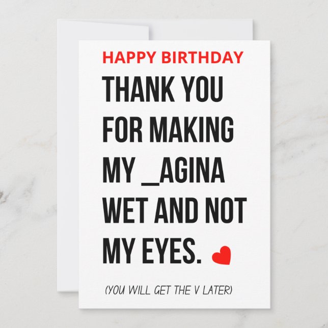 Funny Naughty Dirty Happy Birthday Card for Him (Front)