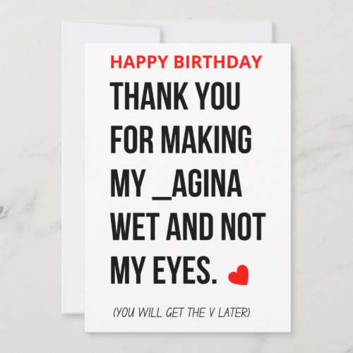 Funny Naughty Dirty Happy Birthday Card for Him