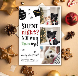 Funny Naughty Dog Pet 3 Photo Christmas Holiday Card
