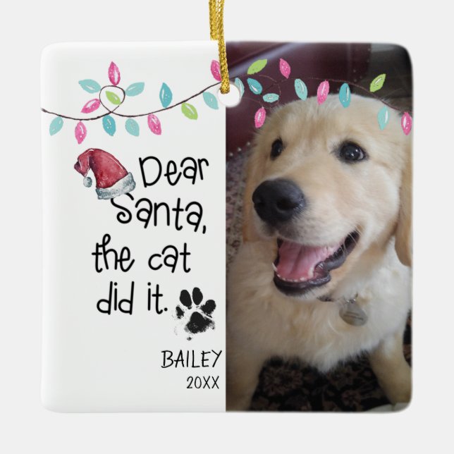 Funny Naughty Dog Saying Photo Ceramic Ornament (Front)