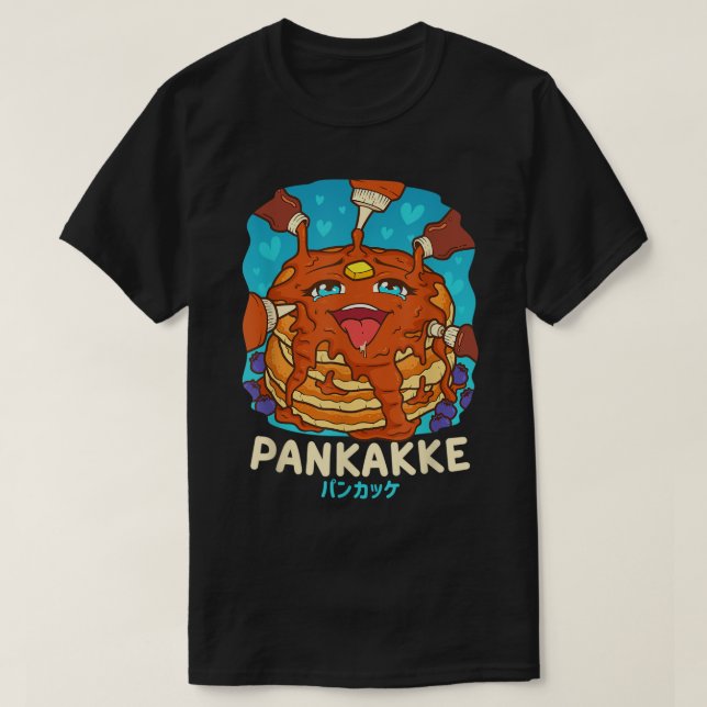 Funny Naughty Foodie Pun Kawaii Pankakke Japanese T-Shirt (Design Front)