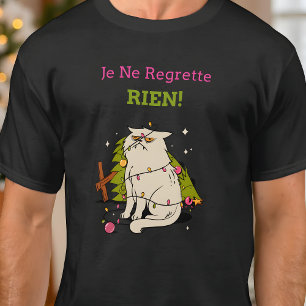 Funny Naughty French Cat Christmas T-Shirt