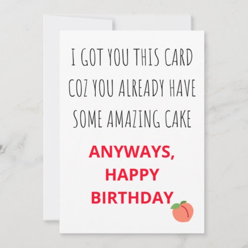 Funny Naughty Happy Birthday Card for Her  Him 