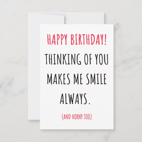 Funny Naughty Happy Birthday Card for Him  Her 