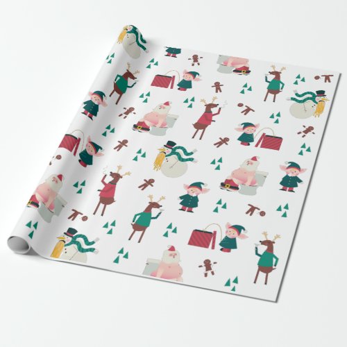 Funny Naughty Holiday Santa and Friends Wrapping Paper
