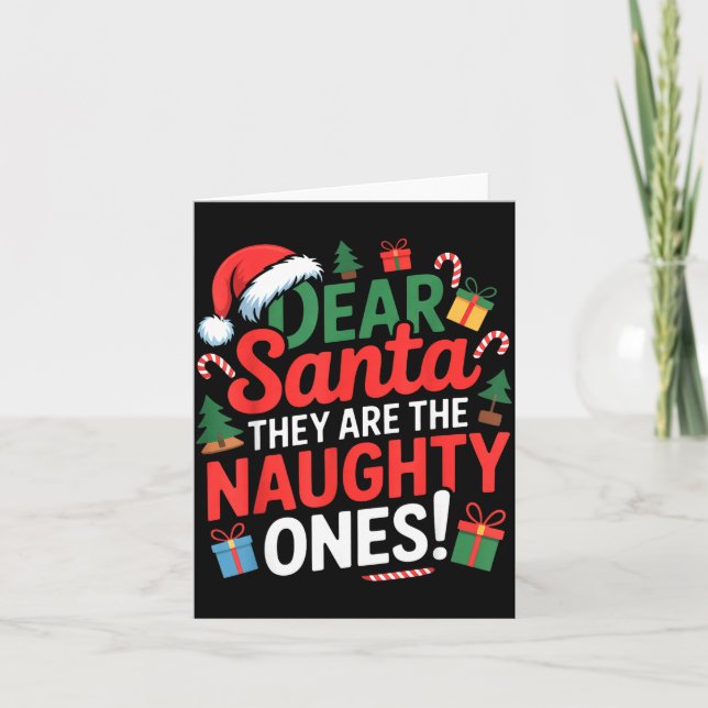 Funny Naughty List Christmas Holiday Group  Card (Front)