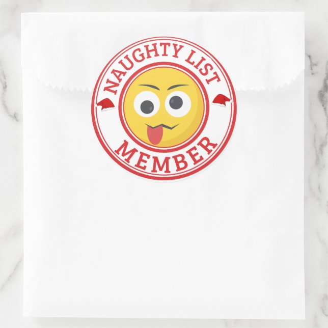 Funny Naughty List Face Christmas Classic Round Sticker (Bag)