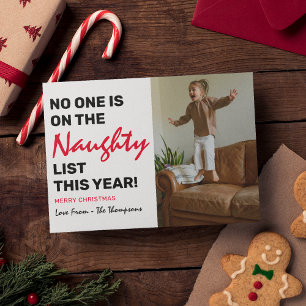 Funny 'Naughty List' Photo Christmas Holiday Card