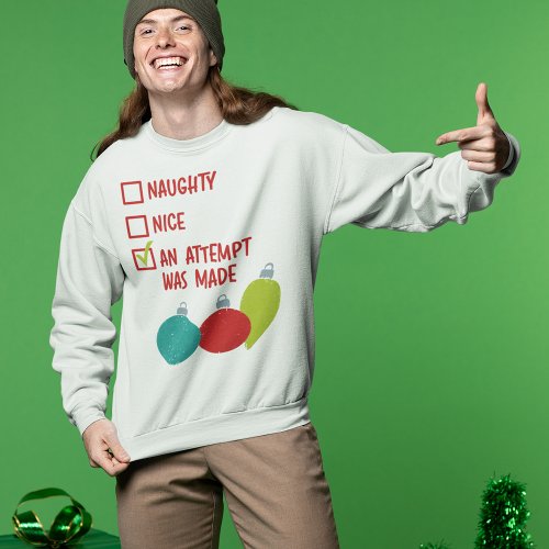 Funny Naughty Nice Checkmark Christmas Sweatshirt