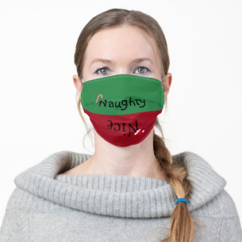 Funny Naughty Nice Christmas Adult Cloth Face Mask