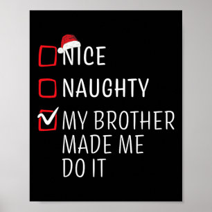 Funny Naughty Nice Christmas Family Pajama Men Wom Poster