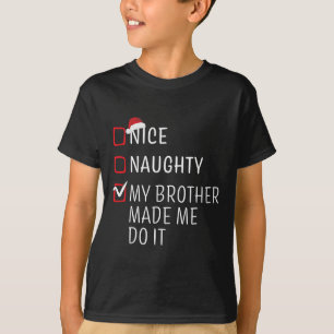 Funny Naughty Nice Christmas Family Pajama Men Wom T-Shirt