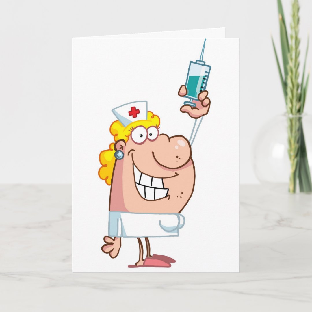 Funny naughty nurse cartoon personalized card | Zazzle