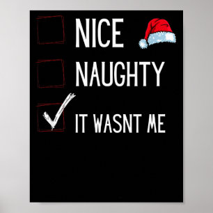 Funny Naughty Or Nice Christmas List Santa Claus E Poster