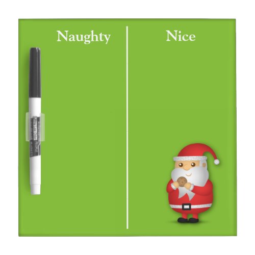 Funny Naughty or Nice with Cute Santa Dry Erase Board