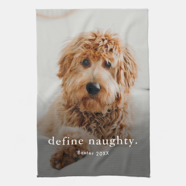 Funny Naughty Pet Photo Kitchen Towel (Vertical)