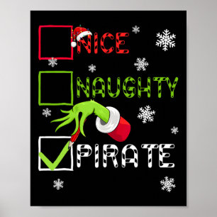 Funny Naughty Pirate Christmas Xmas Men Women Kid Poster